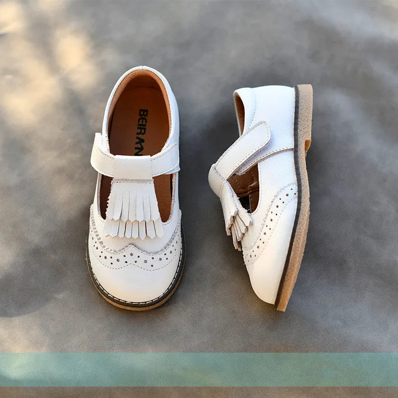 Spring Genuine Leather Children Casual Shoes Fashion Tassel Princess Shoes Non-slip Breathable Baby Girls Shoes