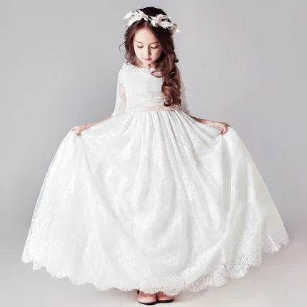 Flower Girls White Dresses for Wedding Party Elegant Kids Ceremony