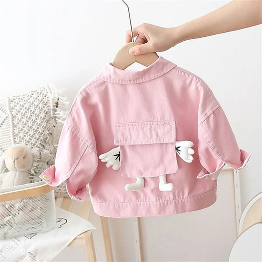 Jassie Baby Girl Jacket Long-Sleeved Cute Girl Solid color