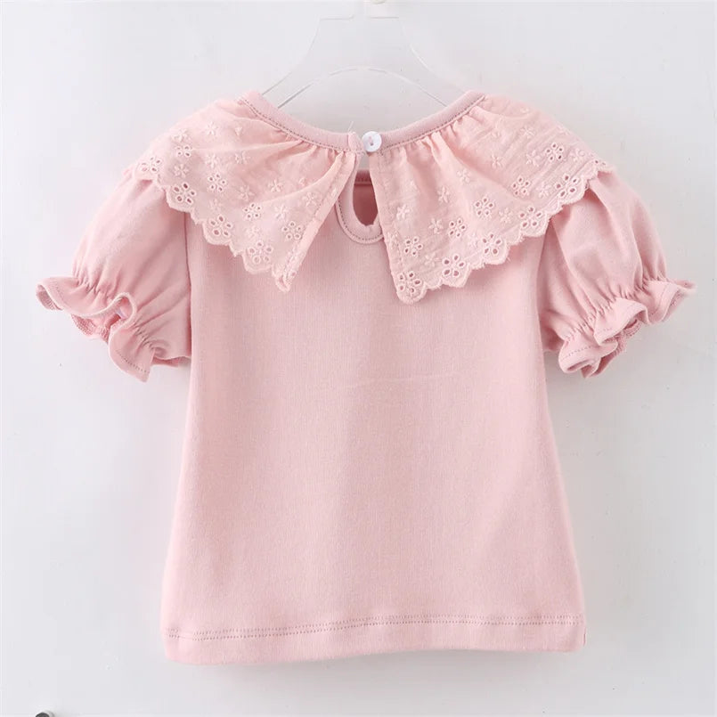 Allison Sweet Princess Style Solid Color Tops