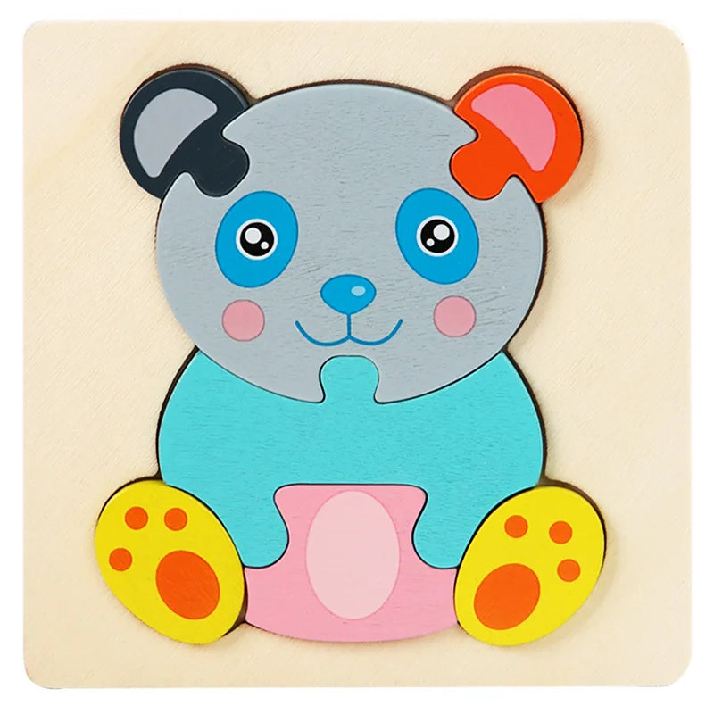 Kids Wooden Toys 3D Wood Puzzle Cartoon Animals Cognitive Jigsaw Puzzle