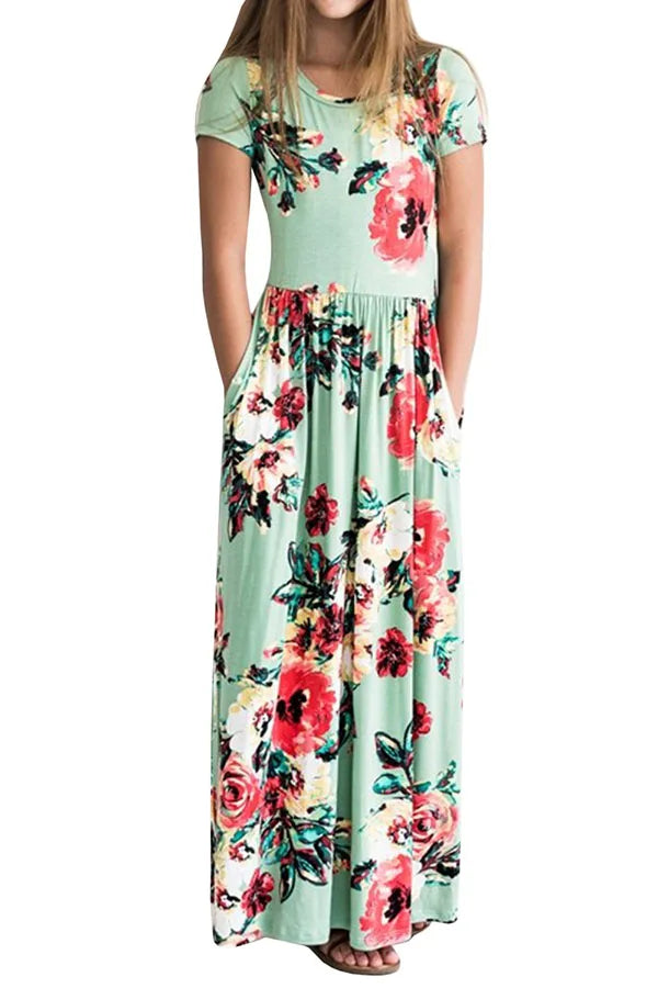 Baby Girl Striped Print Long Dress Toddler Girls Bohemian Flower Dress