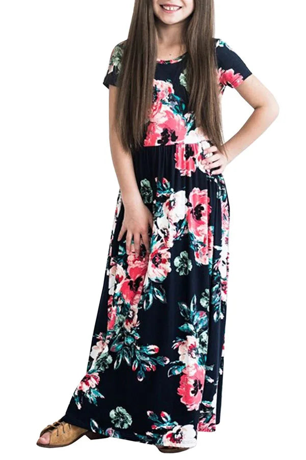 Baby Girl Striped Print Long Dress Toddler Girls Bohemian Flower Dress