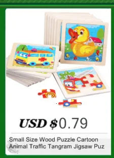 Kids Wooden Toys 3D Wood Puzzle Cartoon Animals Cognitive Jigsaw Puzzle