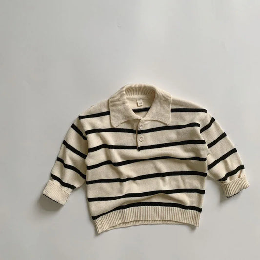 Alexander Striped Knitwear Turn Down Collar Sweaters