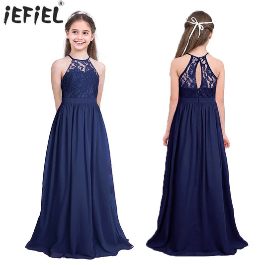 Summer Fashion Flower Girls Dress Wedding  Birthday Party Kids Long Dress