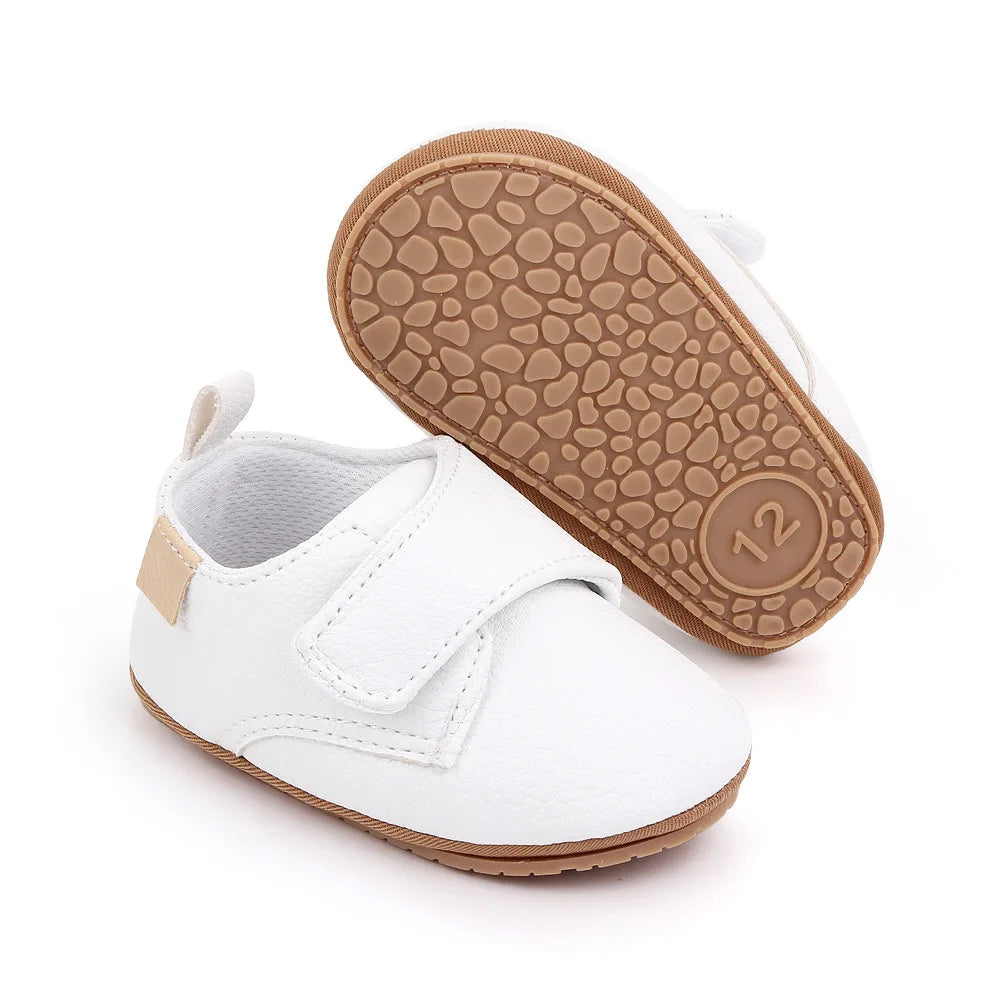 Newborn Baby Shoes Baby Boy Girl Shoes Classic Leather Rubber Sole Anti-slip