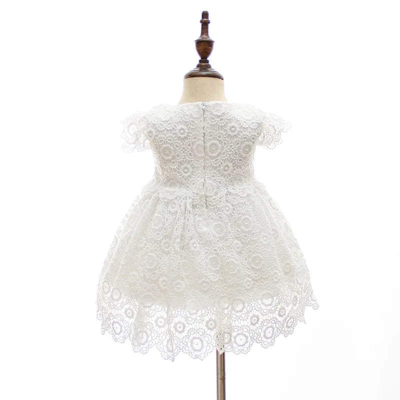 Newborn Baby Girl Baptism Dresses Party Wedding Girls Lace Flower Princess Dresses Infant Toddler 1 Year Birthday Clothes 3-24M