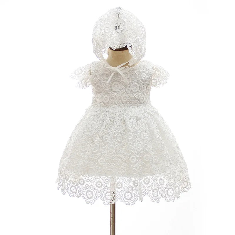 Newborn Baby Girl Baptism Dresses Party Wedding Girls Lace Flower Princess Dresses Infant Toddler 1 Year Birthday Clothes 3-24M