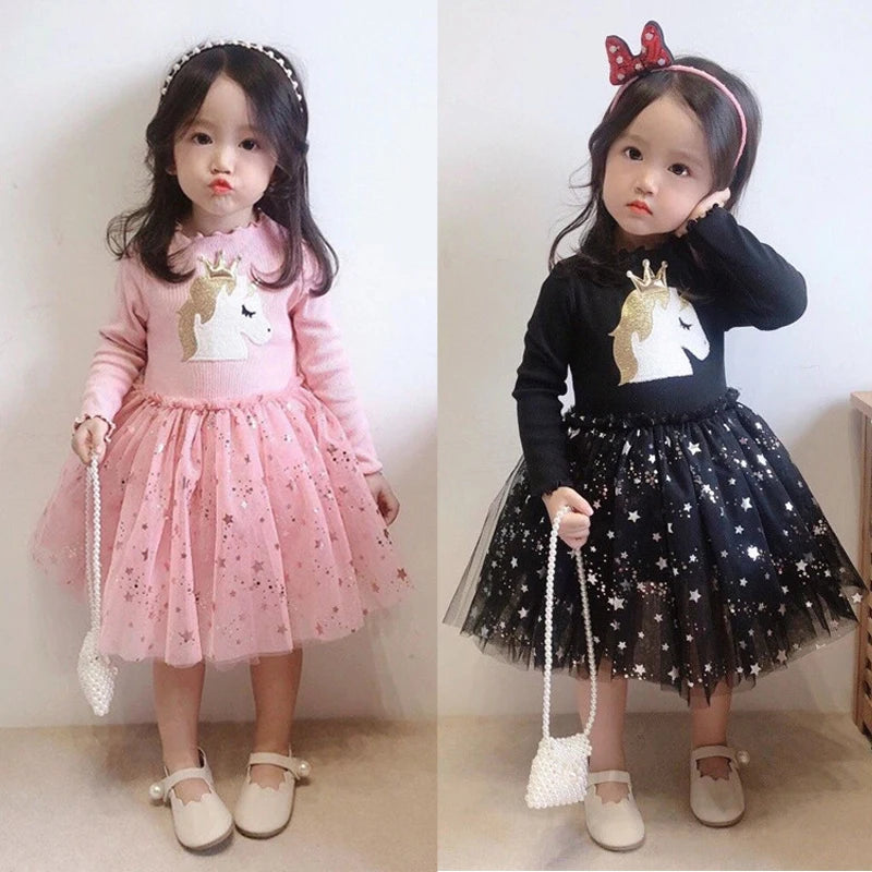 Unicorn Dresses for Baby Girls - Summer Knitted Party Dress