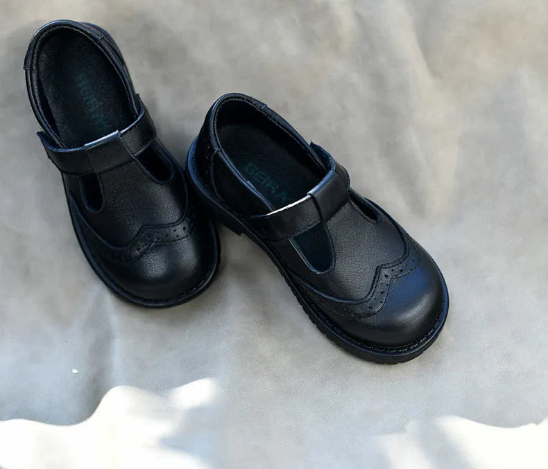 Children shoes British leather princess shoes Geniune leather shoes baby shoes spring autumn models single shoes campus soft sho