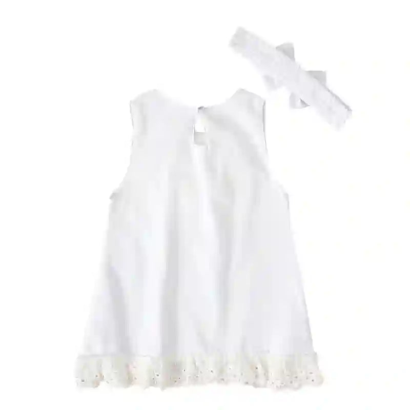 Rina Baby Girl White Lace Romper Dress for Summer