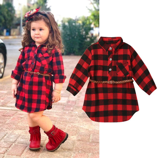 Mia Toddler Girls Plaid Long Sleeve Dress for Christmas