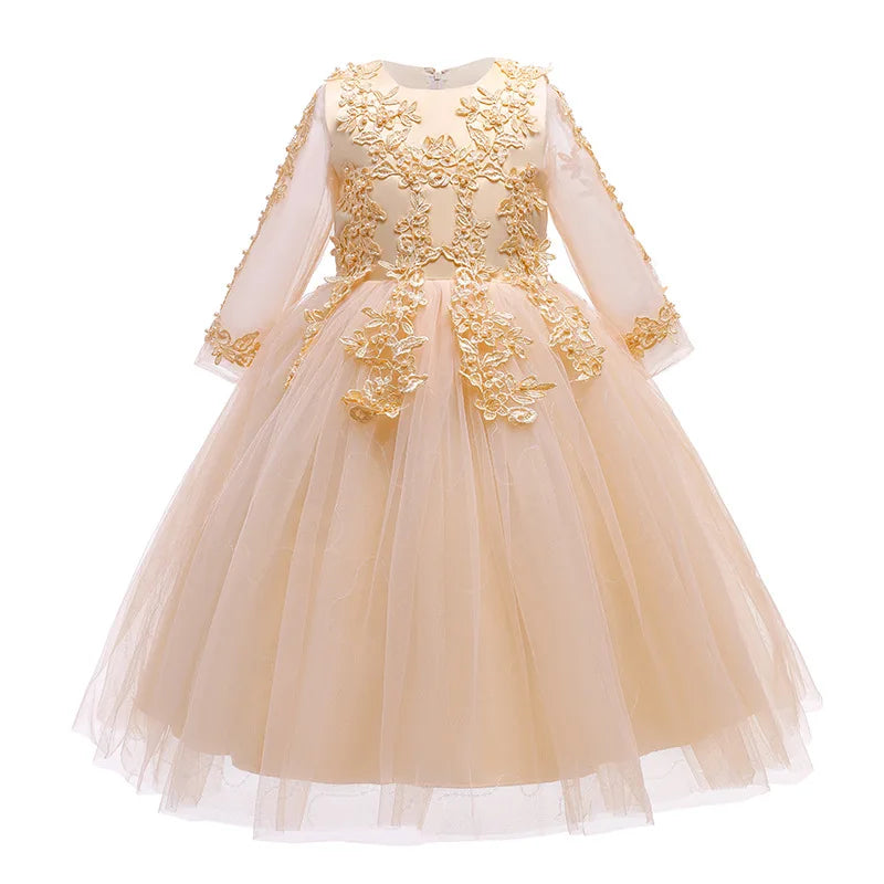 2025 new year dress flower girl dress female baby elegant embroidery  dress