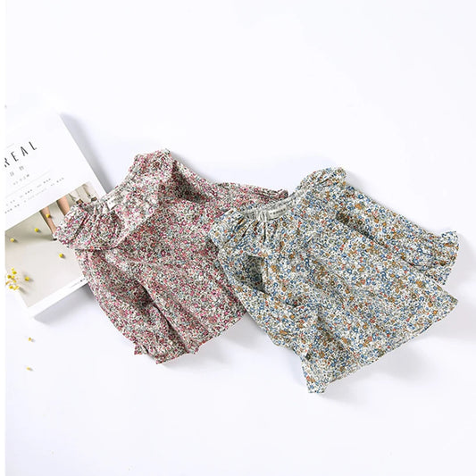 Magnolia Lace Collar Floral Long Sleeve Cotton Top