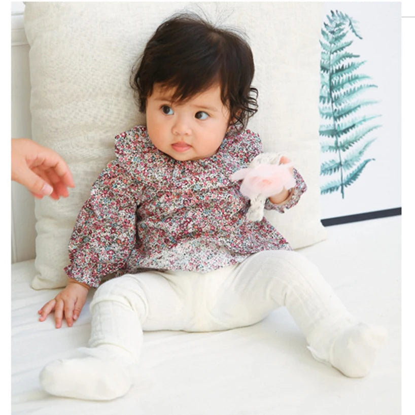 Magnolia Lace Collar Floral Long Sleeve Cotton Top