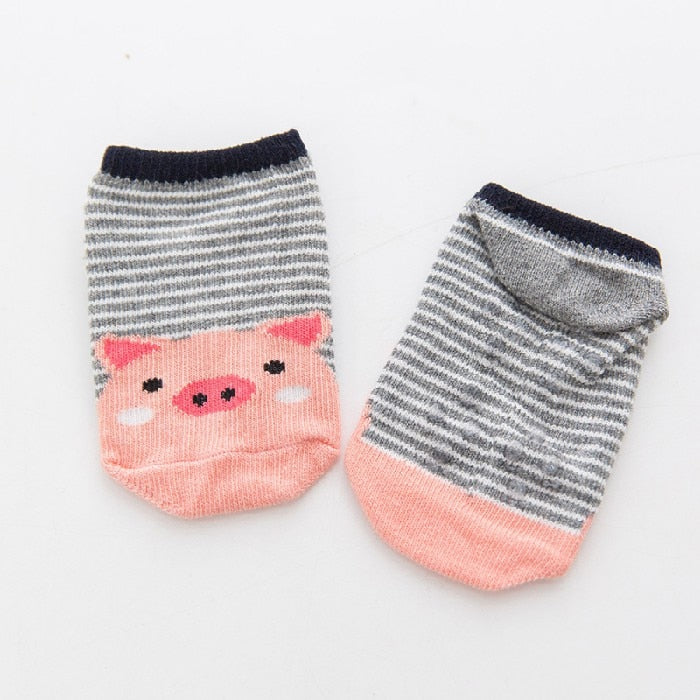 cartoon socks, non-slip cotton for newborns