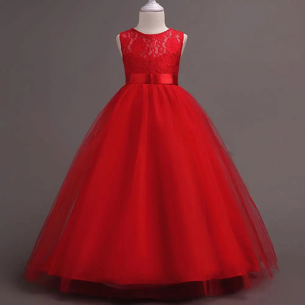 4-15 Years Kids Dress for Girls Wedding Tulle Lace Long Girl Dress