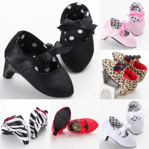 Newborn Baby Girl Princess High Heels Soft Sole Shoes First Walkers Toddler