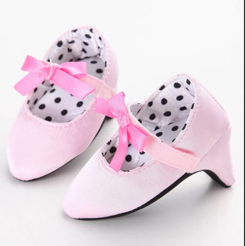 Newborn Baby Girl Princess High Heels Soft Sole Shoes First Walkers Toddler Kids Infantil Bow Leopard Anti-Slip Shoes Mocassins