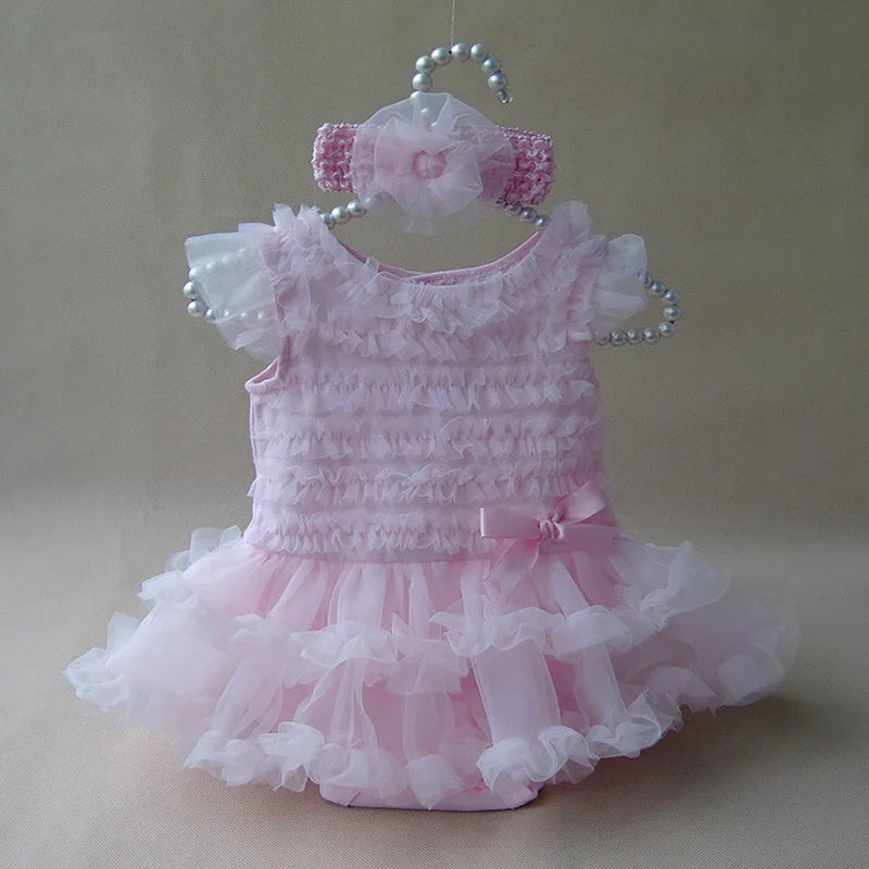 Summer Ruffles Newborn Baby Girl Dress Princess Party Girls Dresses & Headbands Infant Costume