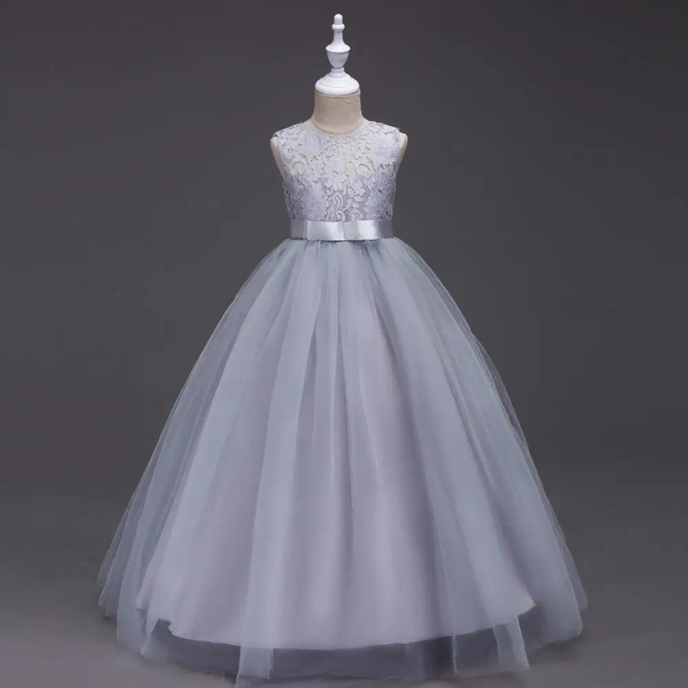 4-15 Years Kids Dress for Girls Wedding Tulle Lace Long Girl Dress