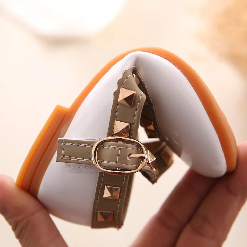 2024 New Girls Sandals Rivets Single Shoes Kids Leather Shoes Children Nude Sandal Toddler Girls Princess Flat Dance Shoes