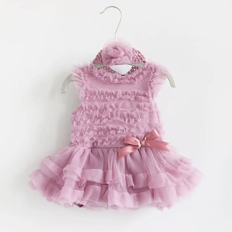 Summer Ruffles Newborn Baby Girl Dress Princess Party Girls Dresses & Headbands Infant Costume