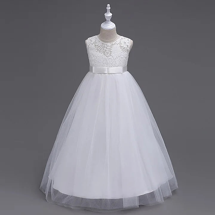 4-15 Years Kids Dress for Girls Wedding Tulle Lace Long Girl Dress