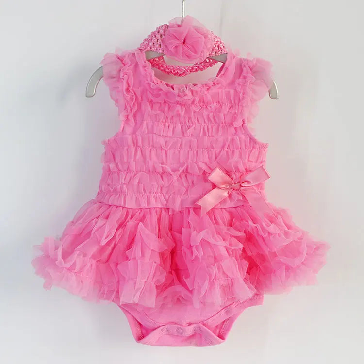 Summer Ruffles Newborn Baby Girl Dress Princess Party Girls Dresses & Headbands Infant Costume