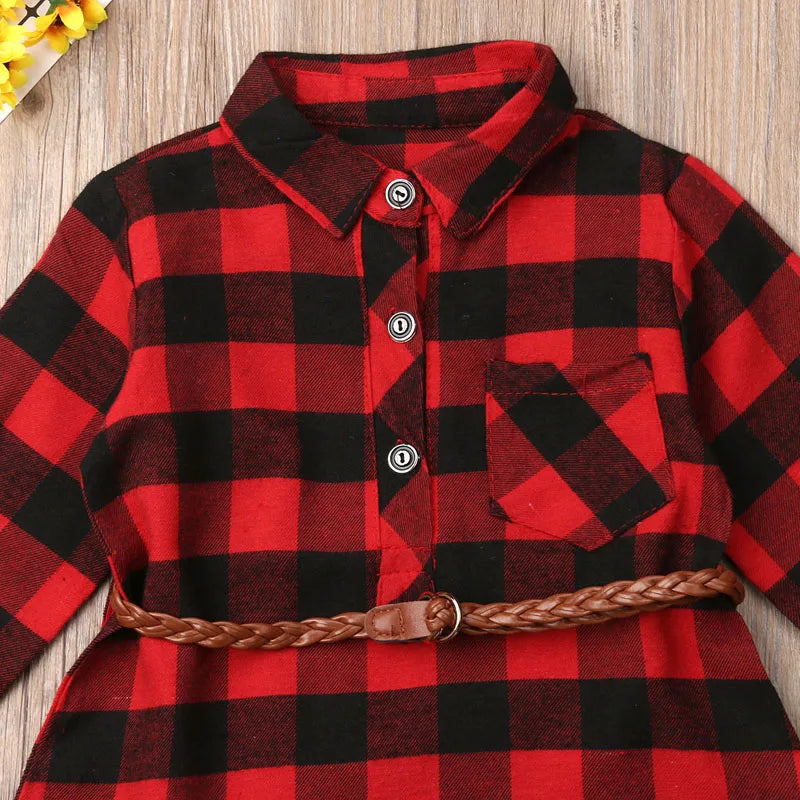 Mia Toddler Girls Plaid Long Sleeve Dress for Christmas
