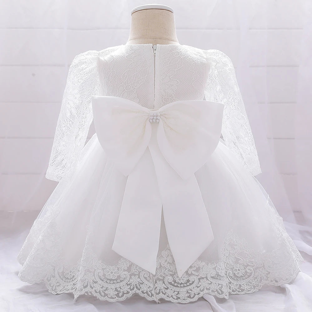 Baby Girls Dress Newborn Girl Long Sleeve Lace Party Wedding Dresses