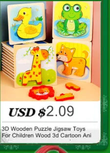 Kids Wooden Toys 3D Wood Puzzle Cartoon Animals Cognitive Jigsaw Puzzle