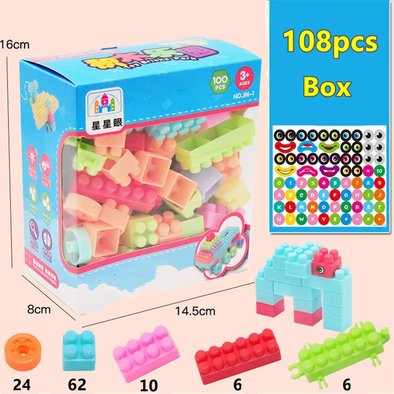 108pcs 128pcs Baby Building Blocks DIY Bulk Safety Bricks Toy