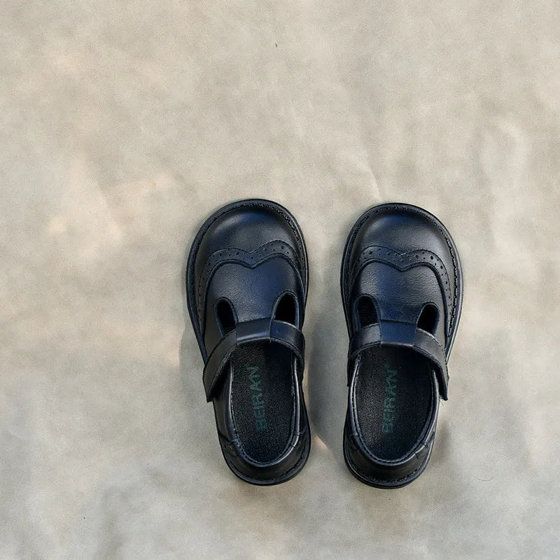 Children shoes British leather princess shoes Geniune leather shoes baby shoes spring autumn models single shoes campus soft sho