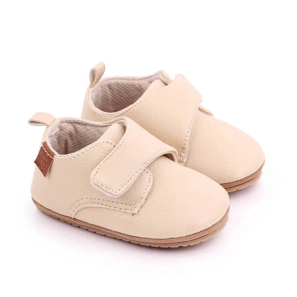Newborn Baby Shoes Baby Boy Girl Shoes Classic Leather Rubber Sole Anti-slip