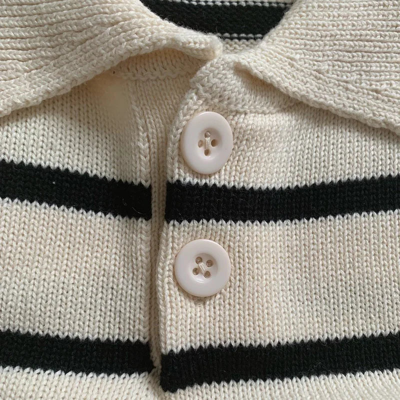 Alexander Striped Knitwear Turn Down Collar Sweaters