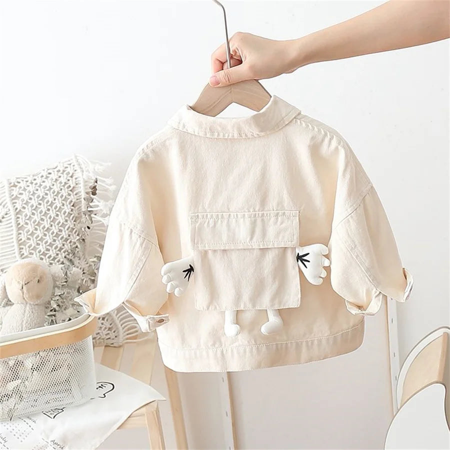 Jassie Baby Girl Jacket Long-Sleeved Cute Girl Solid color