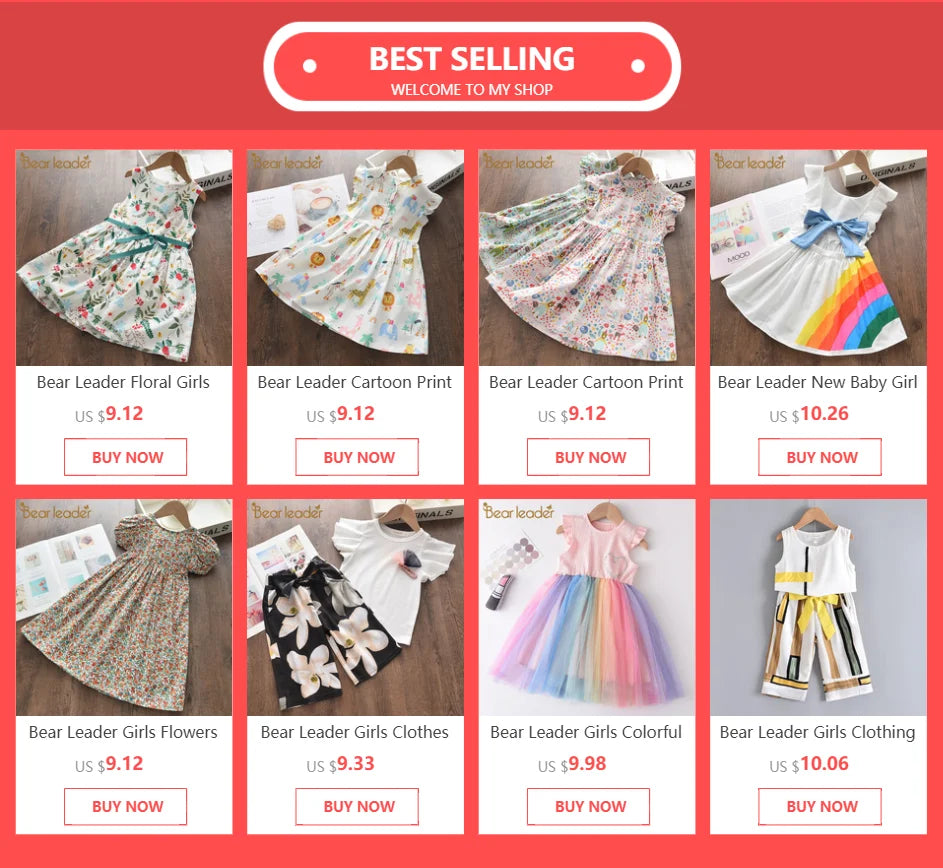 Bear Leader Floral Girls Dress Floral Kids Dresses Girls Princess Dress
