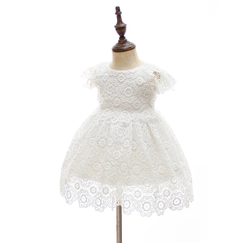 Newborn Baby Girl Baptism Dresses Party Wedding Girls Lace Flower Princess Dresses Infant Toddler 1 Year Birthday Clothes 3-24M