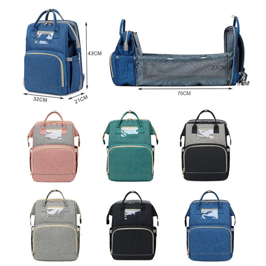 USB Diaper Bags Backpack Foldable Sunscreen Baby Bed Crib Bag