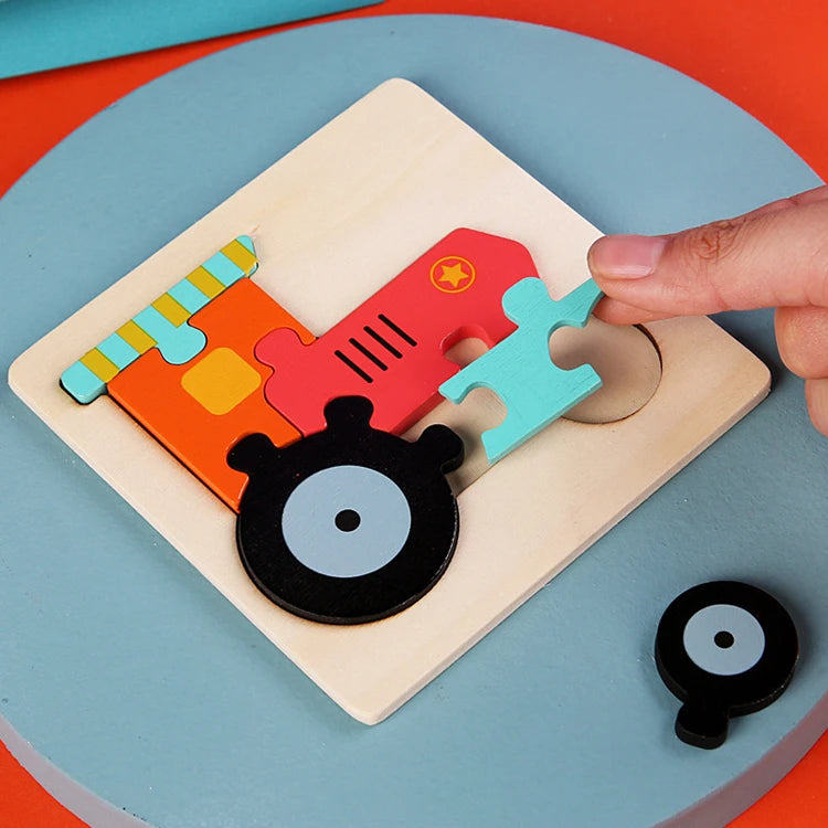 Kids Wooden Toys 3D Wood Puzzle Cartoon Animals Cognitive Jigsaw Puzzle