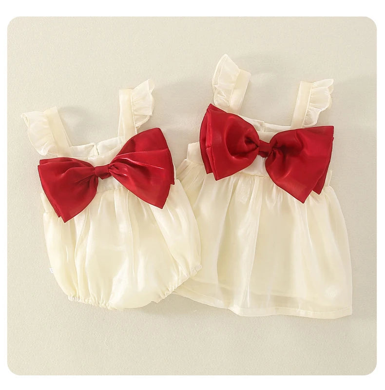 New Baby Girl Dress Summer Child Sweet Princess Infant Twins Party Wedding Children Clothing Birthday Gift Bowknot Bebe Ropa