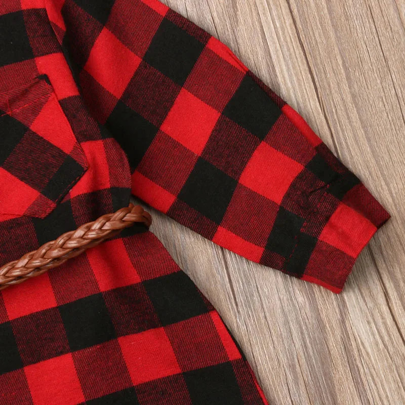 Mia Toddler Girls Plaid Long Sleeve Dress for Christmas