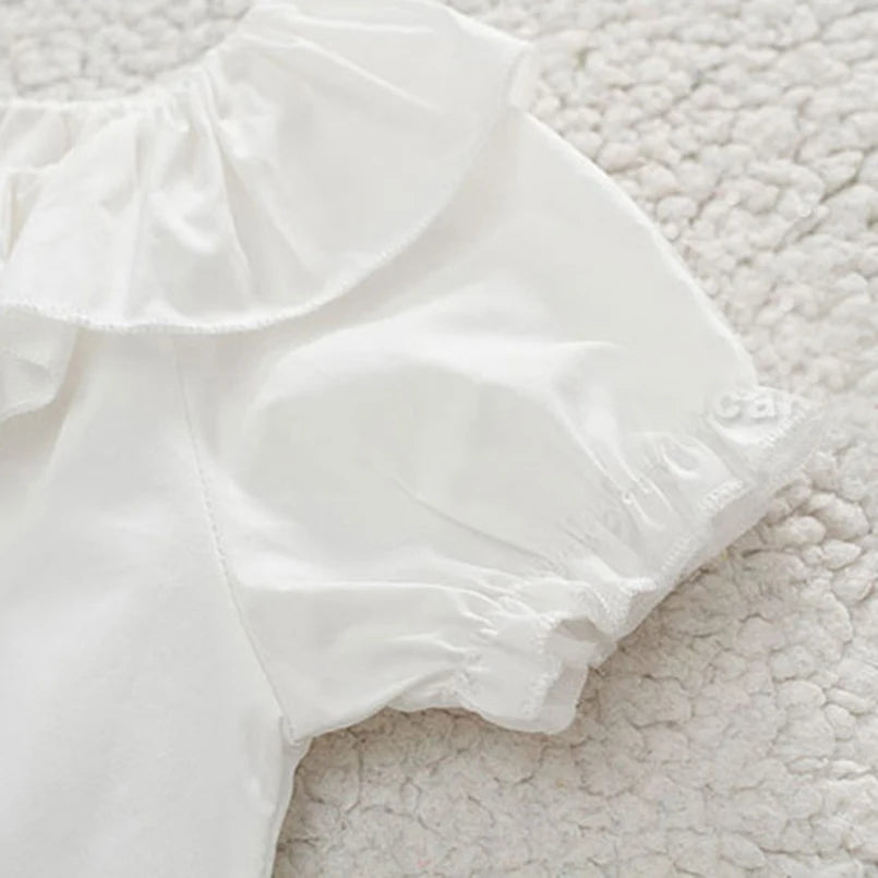 Franchesca Breathable Ruffle Collar Short Sleeved Top