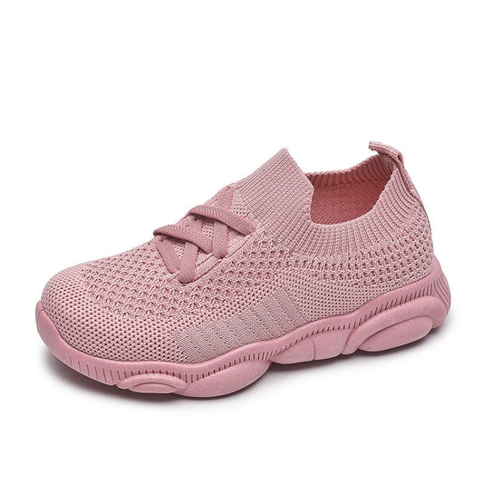 New Children Solid  Flying Knit Shoes Kids Sports Boys