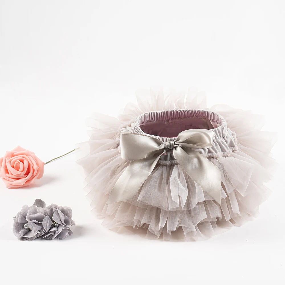 Baby Girls Tulle Tutu Bloomers Infant Newborn Diapers Cover 2pcs Short Skirts+Headband Set