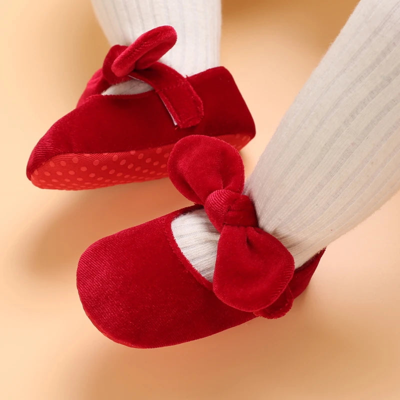 0-18M Newborn Infant Baby Girls Shoes Velvet Red Christmas 0-18M Princess Girl