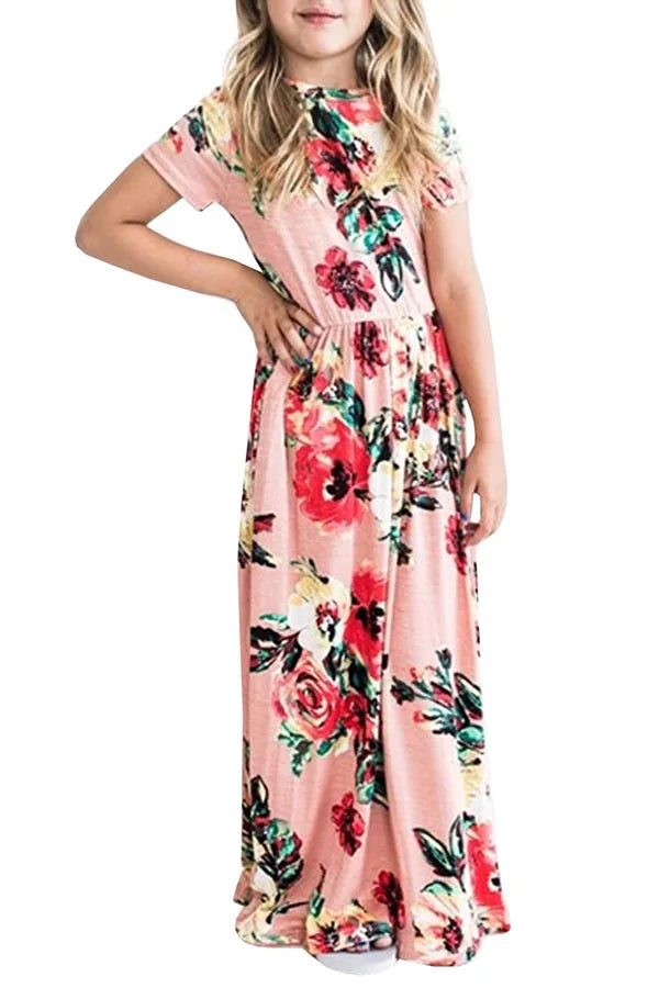 Baby Girl Striped Print Long Dress Toddler Girls Bohemian Flower Dress