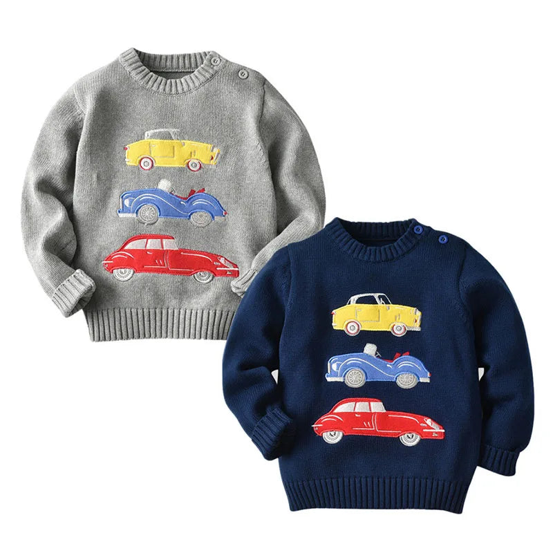 Leo Cartoon Car Boys Pullover Sweaters